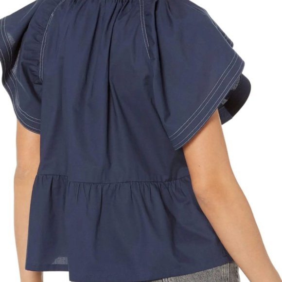 JOE'S THE ADELYN FLUTTER SLEEVE TOP MIDNIGHT BLUE SMALL NWT - Picture 3 of 3
